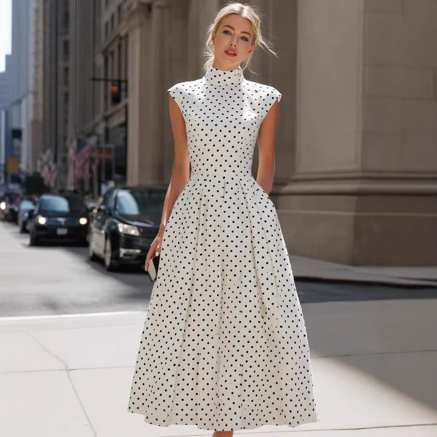 Ärmelloses Off-Shoulder Polka-Dot Damenkleid – Bild 1 | LuxeStyle