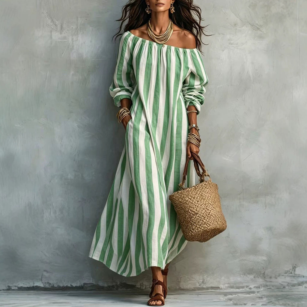 Gestreifter Off-Shoulder Dress