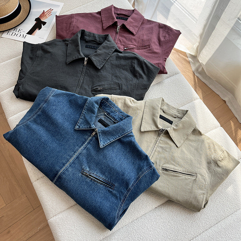 Jeansjacke mit Umlegekragen