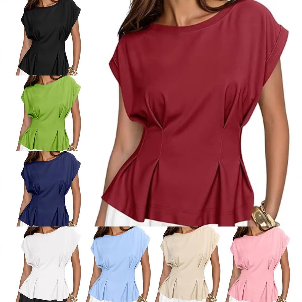 Kurzarm-T-Shirt Damen mit Rundhals und 3D-Effekt – Bild 12 | LuxeStyle