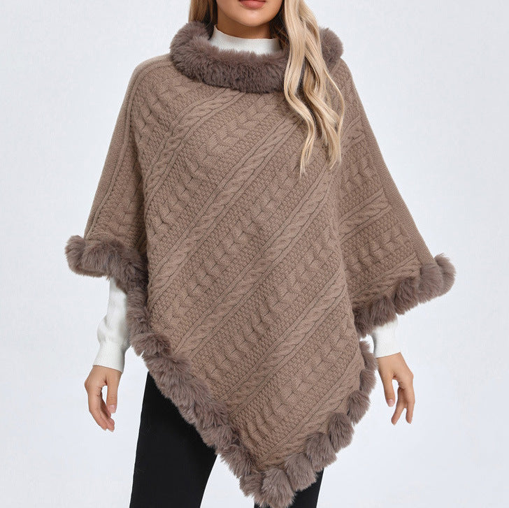 Poncho mit Pelzkragen – Bild 3 | LuxeStyle