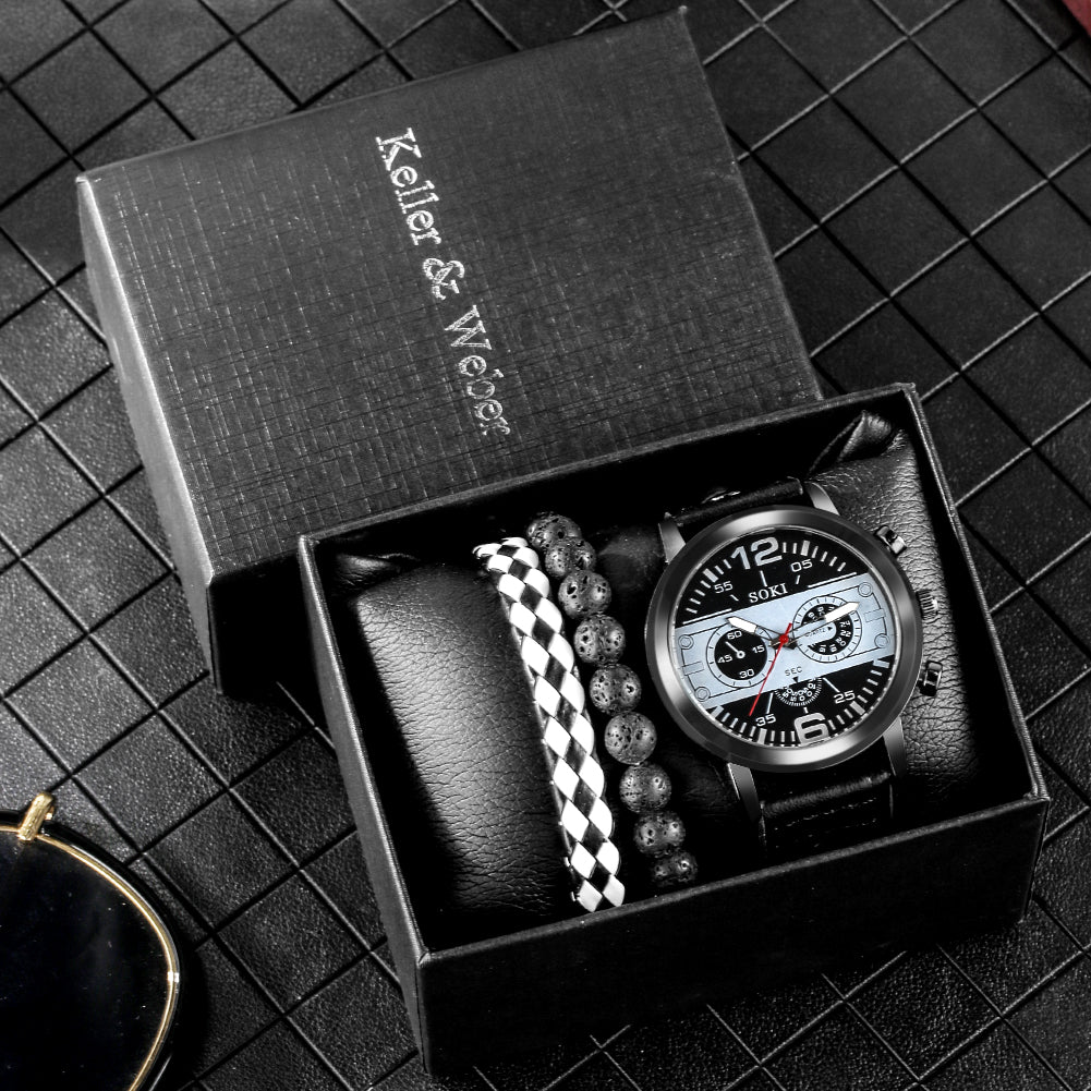Herren Quarz-Armbanduhr mit Armband-Geschenkset – Bild 4 | LuxeStyle