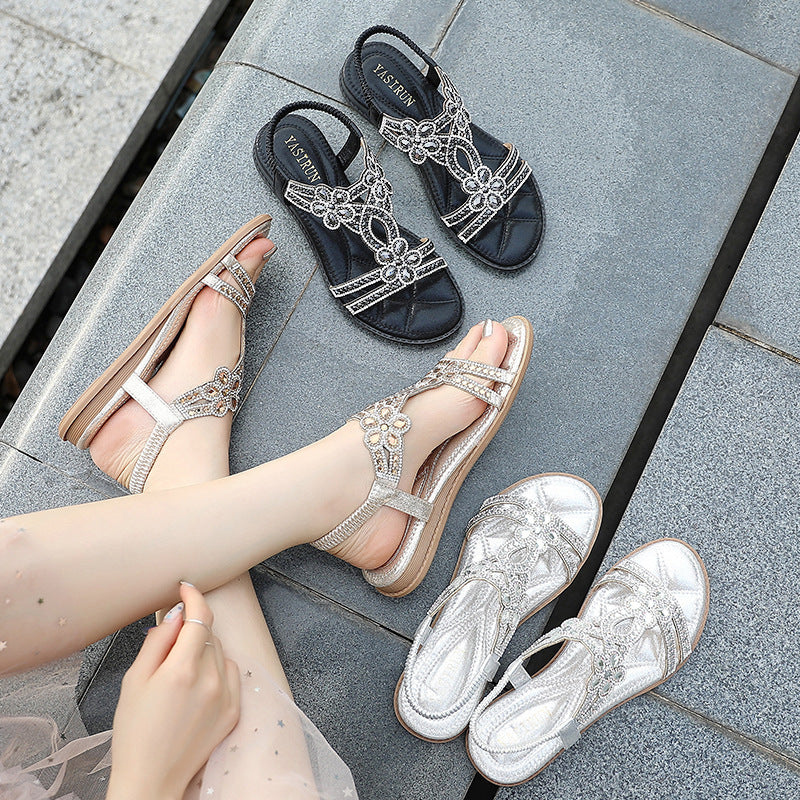Keile-Sandalen mit Blumen-Design – Bild 8 | LuxeStyle