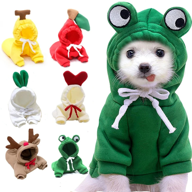 Fleece-Kapuzenpullover für Hunde mit Früchtedesign