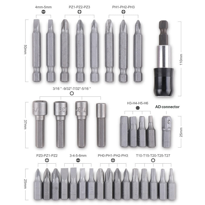 34-teiliges Schraubendreher- und Bit-Set
