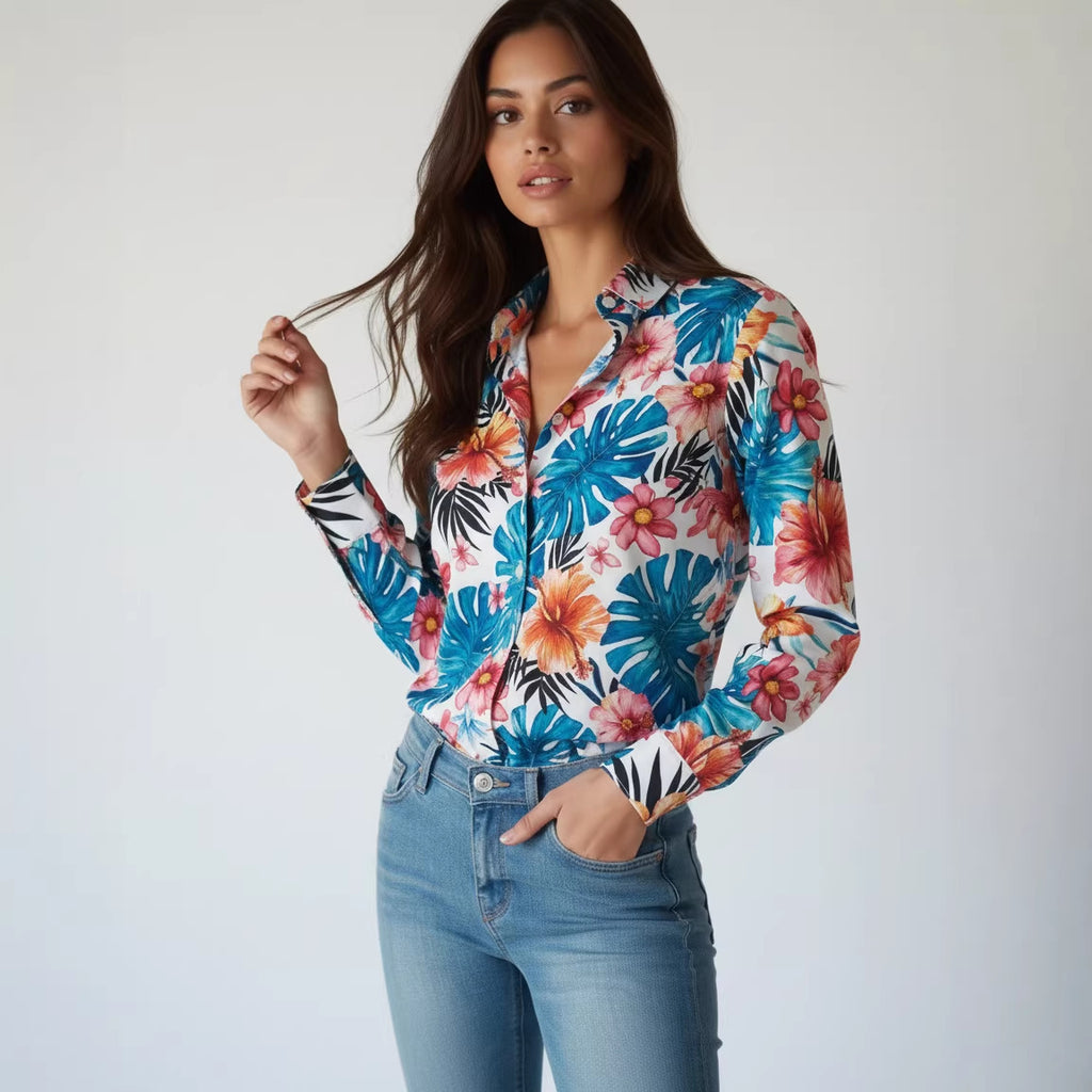 Elegante Langarm-Bluse mit Print – Bild 5 | LuxeStyle