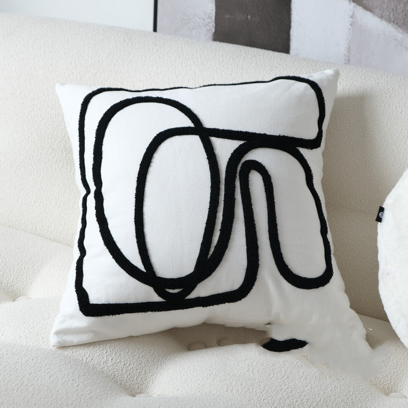 Stickerei-Kissen Schwarz-Weiss Linie – Bild 6 | LuxeStyle