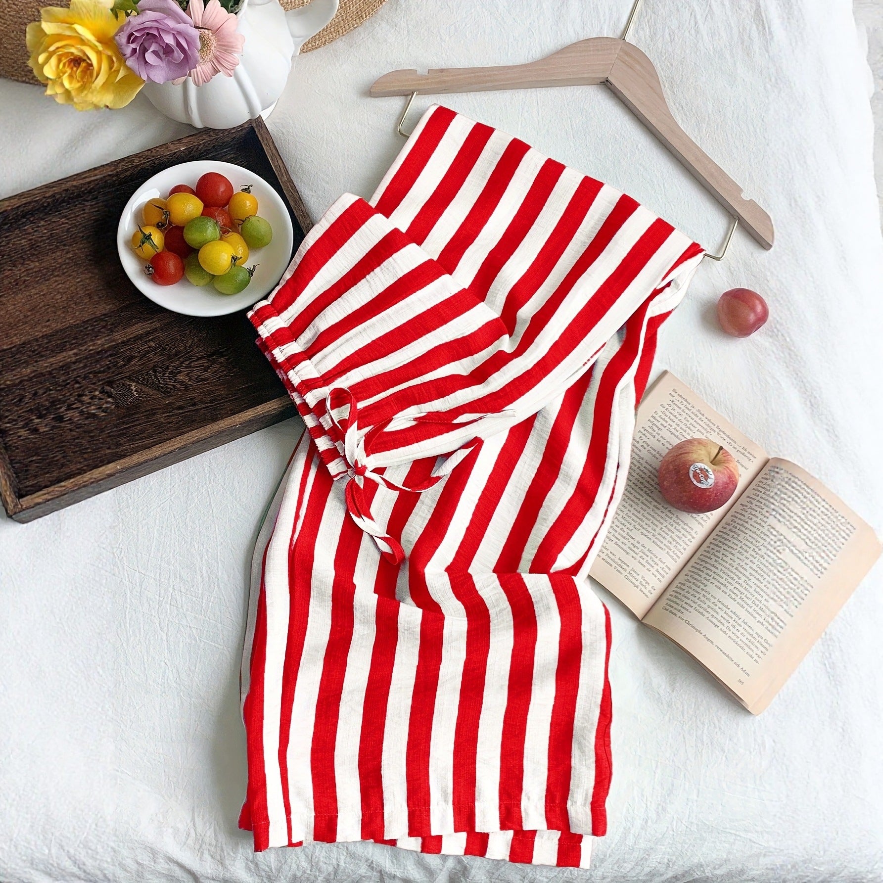 Gestreifte Wide-Leg Hose für Damen