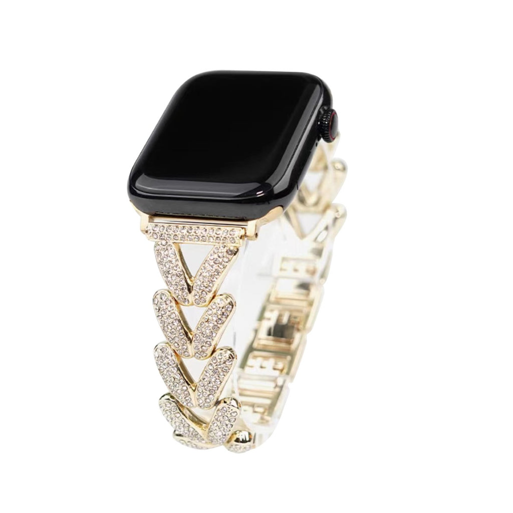 V-förmiges Metallarmband mit Diamanten