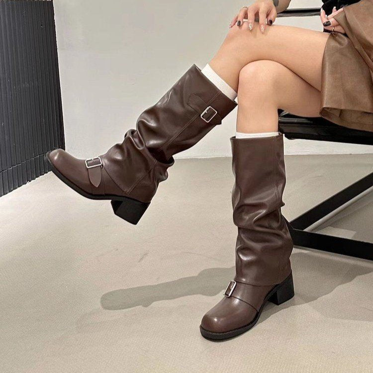 Chunky Boots mit mittelhohem Absatz