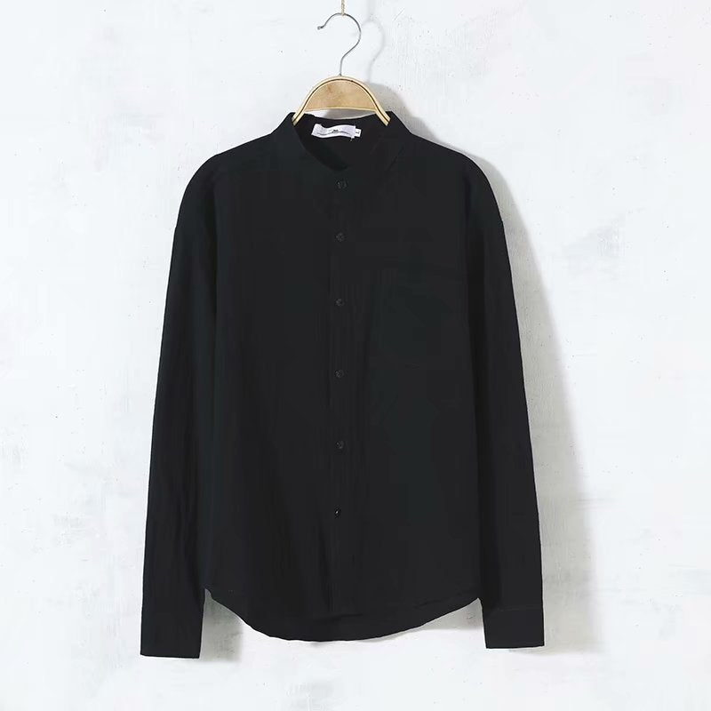 Herren Leinenhemd Langarm Rundhals Loose Fit | LuxeStyle
