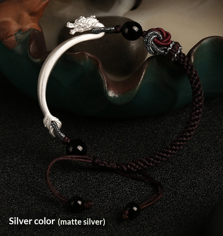 Silber Armband mit Drachenknoten und Kordel – Bild 5 | LuxeStyle