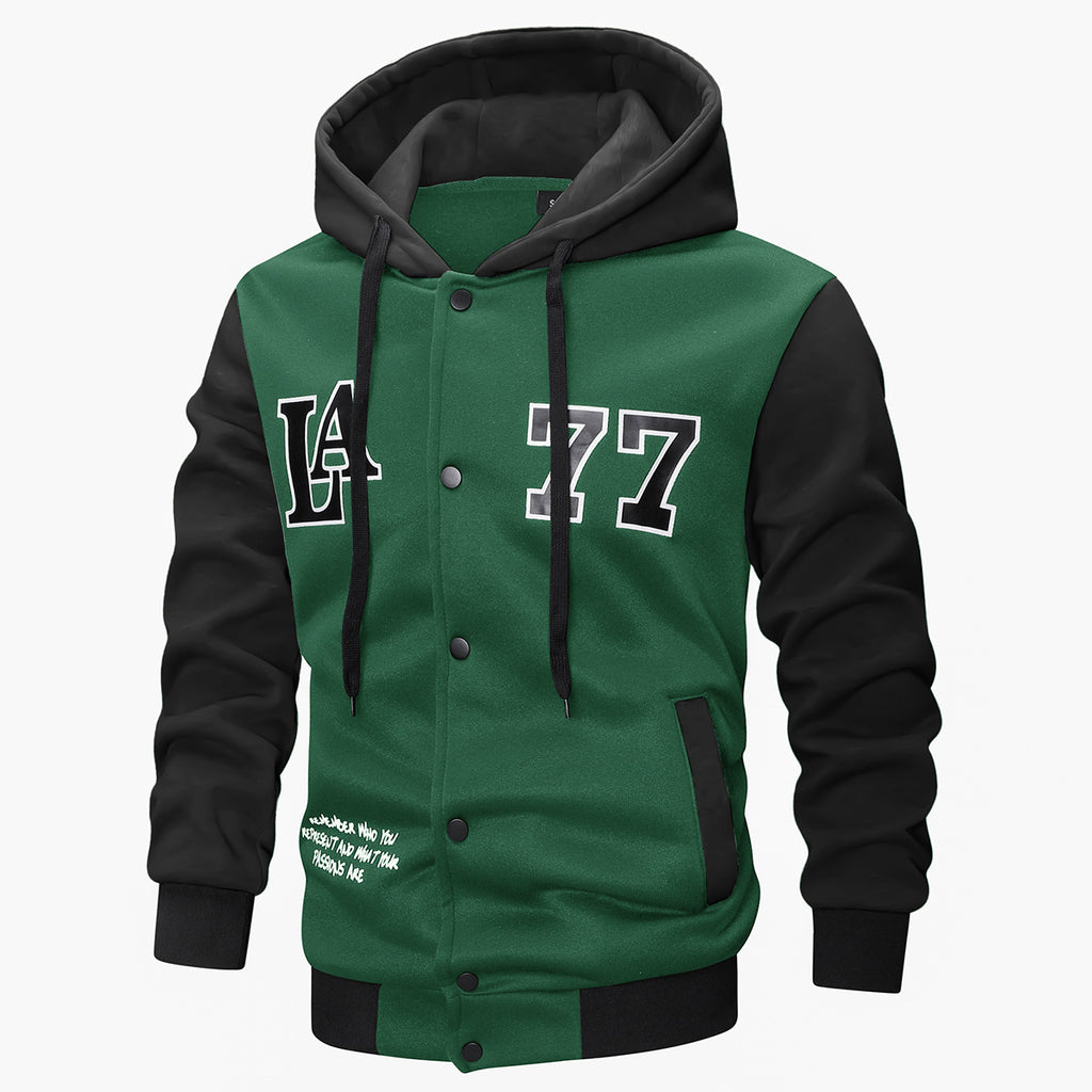 Herren Strick-Kapuzenjacke mit Stickerei und Print