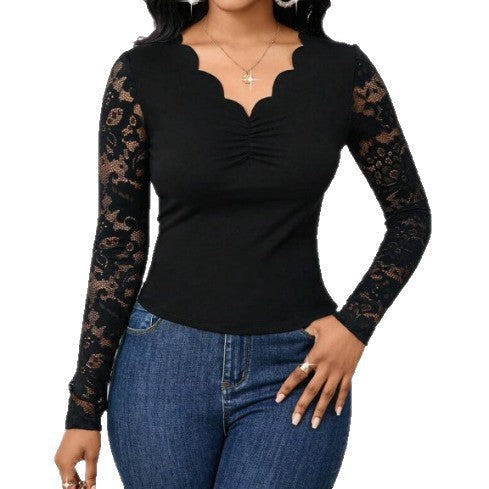 Elegantes Langarm-Spitzentop für Damen