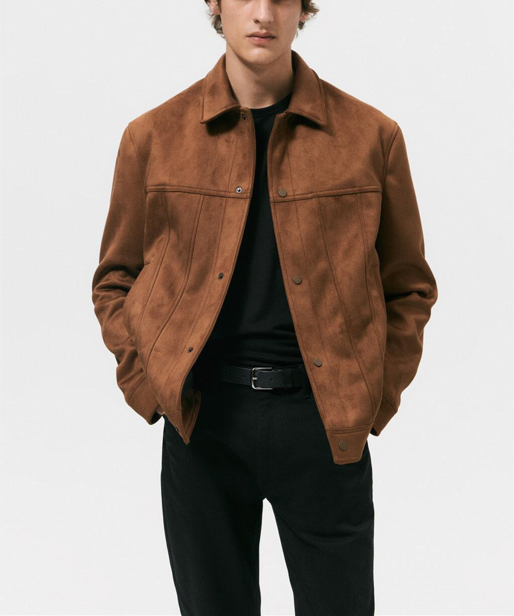 Herren Lederimitat Reversjacke