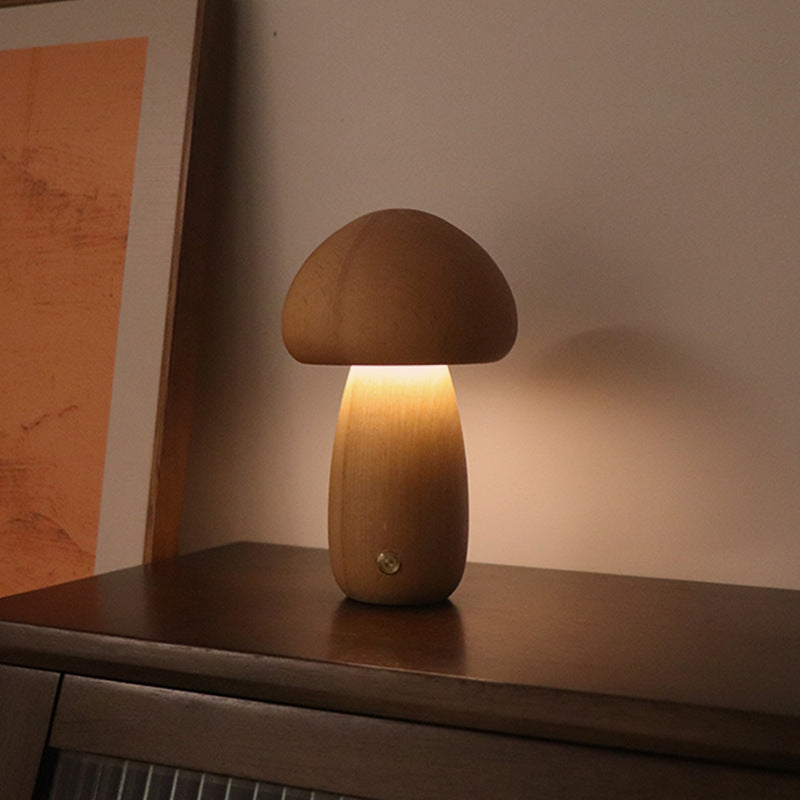 Holz-Pilz Nachtlicht mit Touch-Schalter