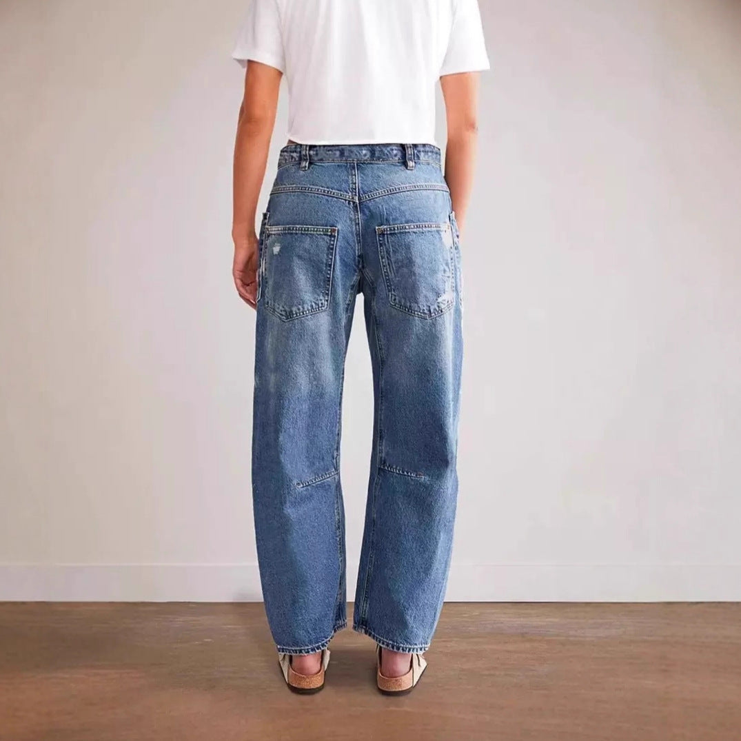 Retro Patchwork Jeans mit weitem Bein – Ansicht 2