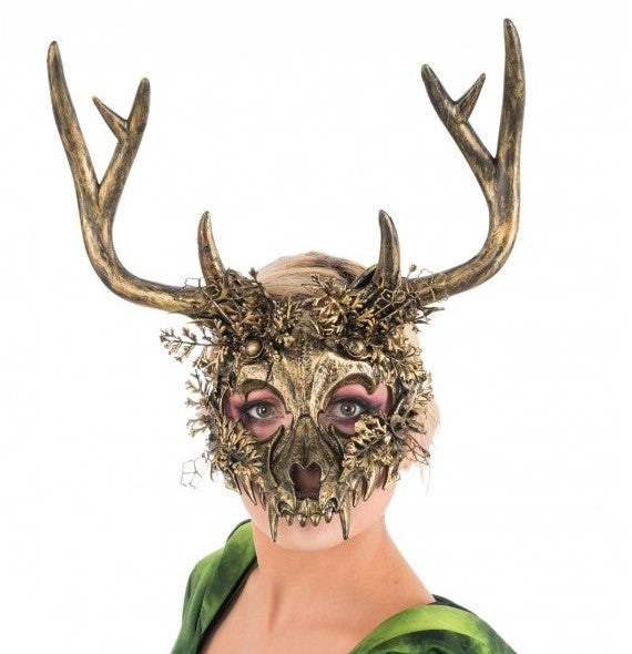 Maske Hirschskelett gold