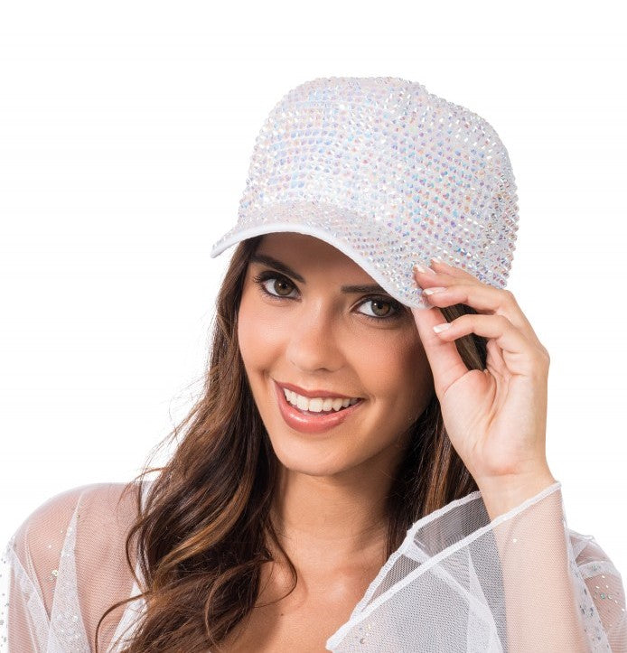 Mütze weiss mit Strass – Bild 1 | LuxeStyle