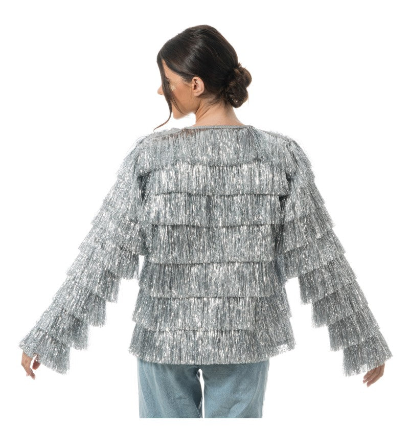 Damen Jacke silbrig mit Glitzer – Bild 3 | LuxeStyle