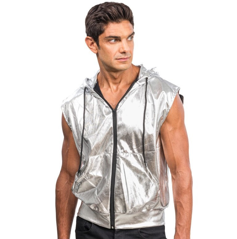 Gilet mit Kapuze silber