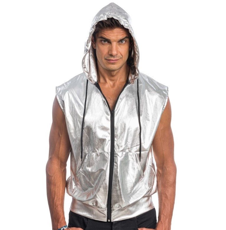Gilet mit Kapuze silber – Bild 2 | LuxeStyle