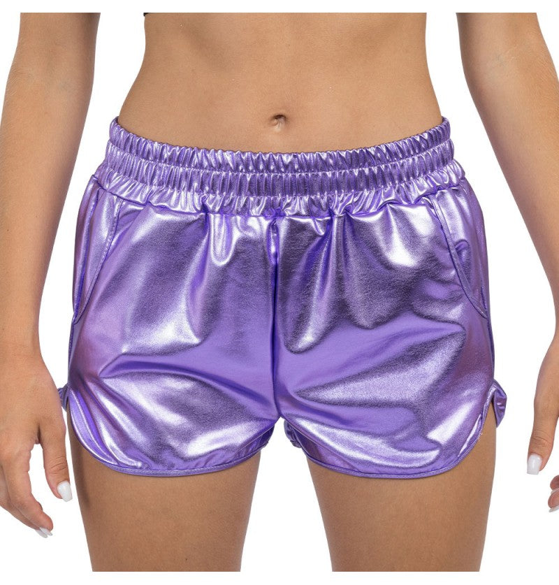 Shorts metallic, violet – Bild 1 | LuxeStyle