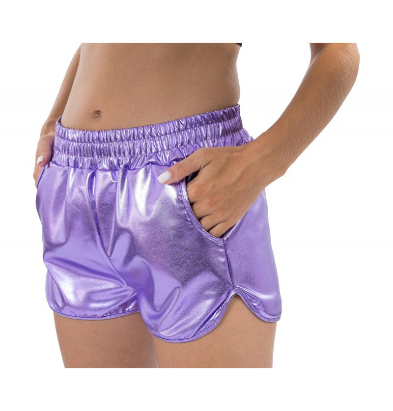 Shorts metallic, violet – Bild 4 | LuxeStyle