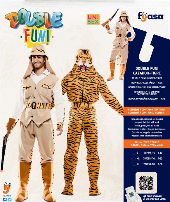 Kostüm Double Face Jäger/Tiger · Gr. M/L