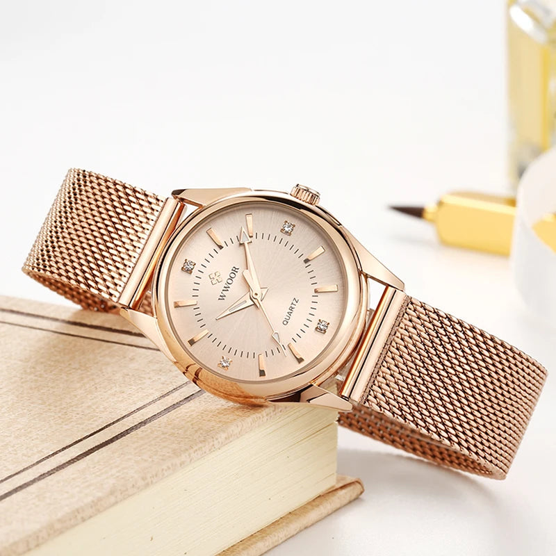 Damen Mesh-Uhr · Strass elegant