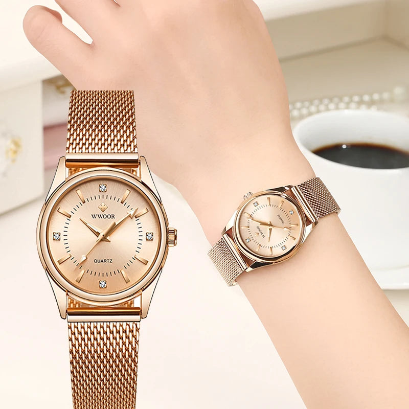 Damen Mesh-Uhr · Strass elegant