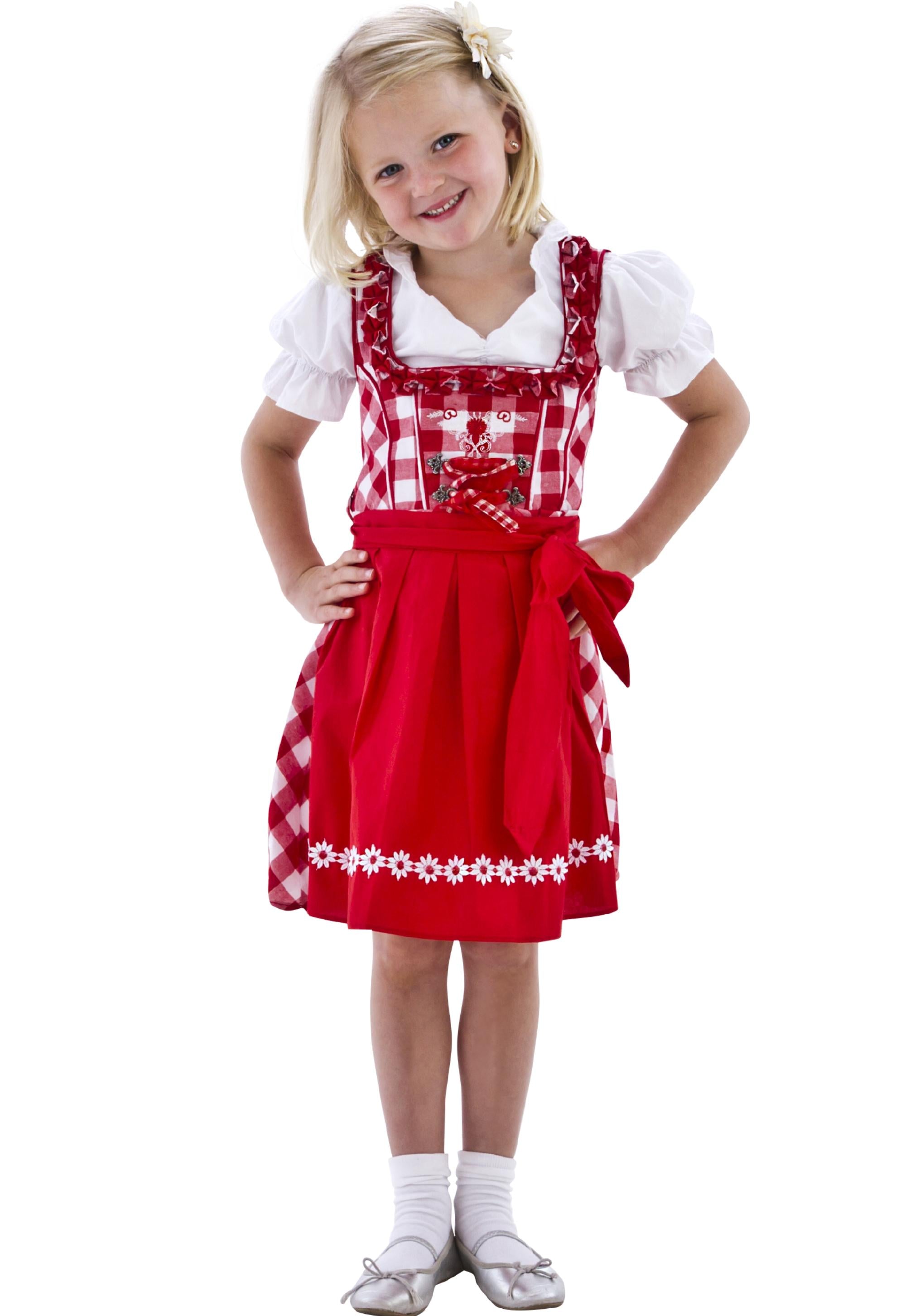Kinderdirndl rot-weiss kariert · Gr. 110cm