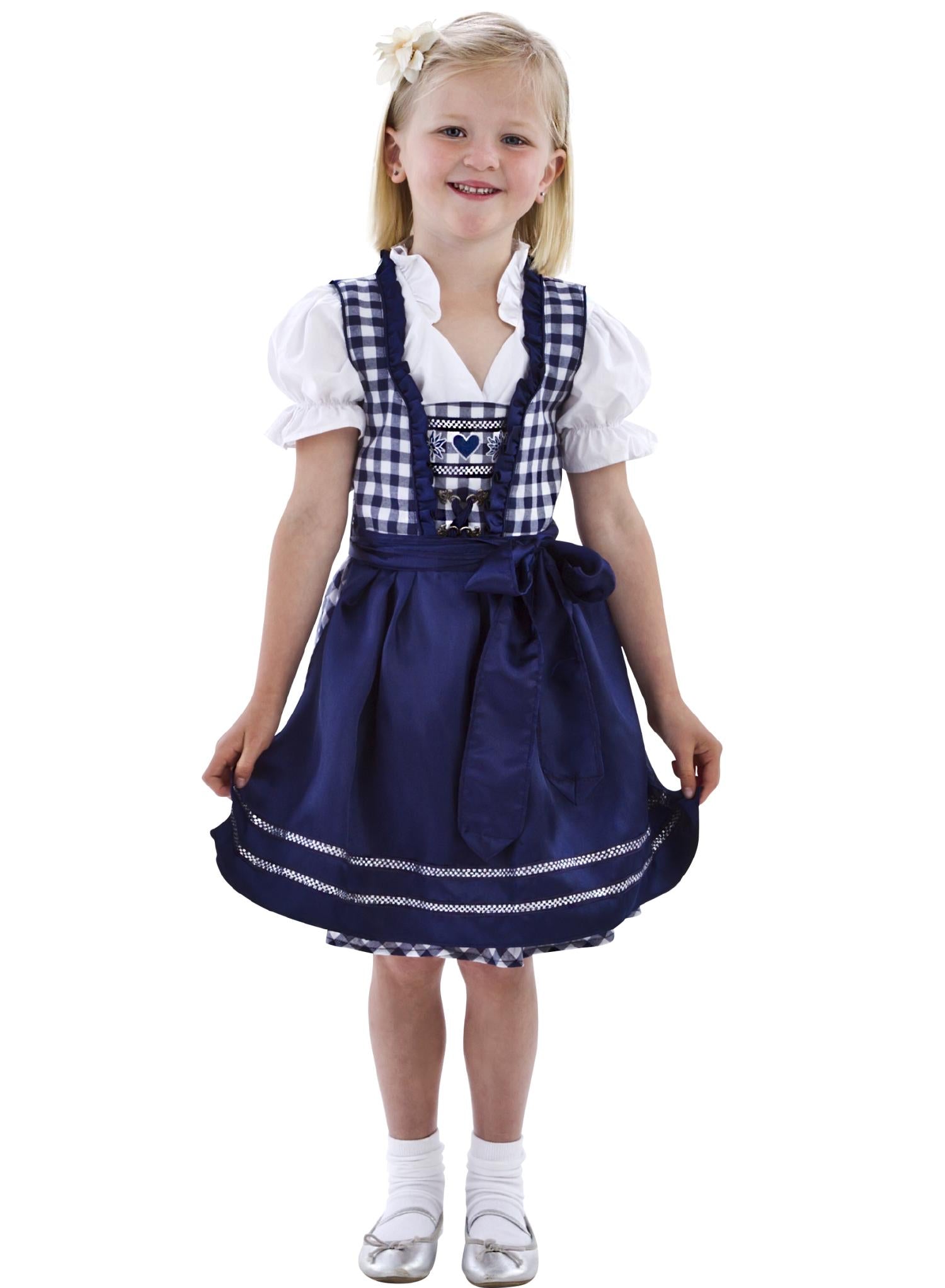 Kinderdirndl blau-weiss kariert · Gr. 116cm
