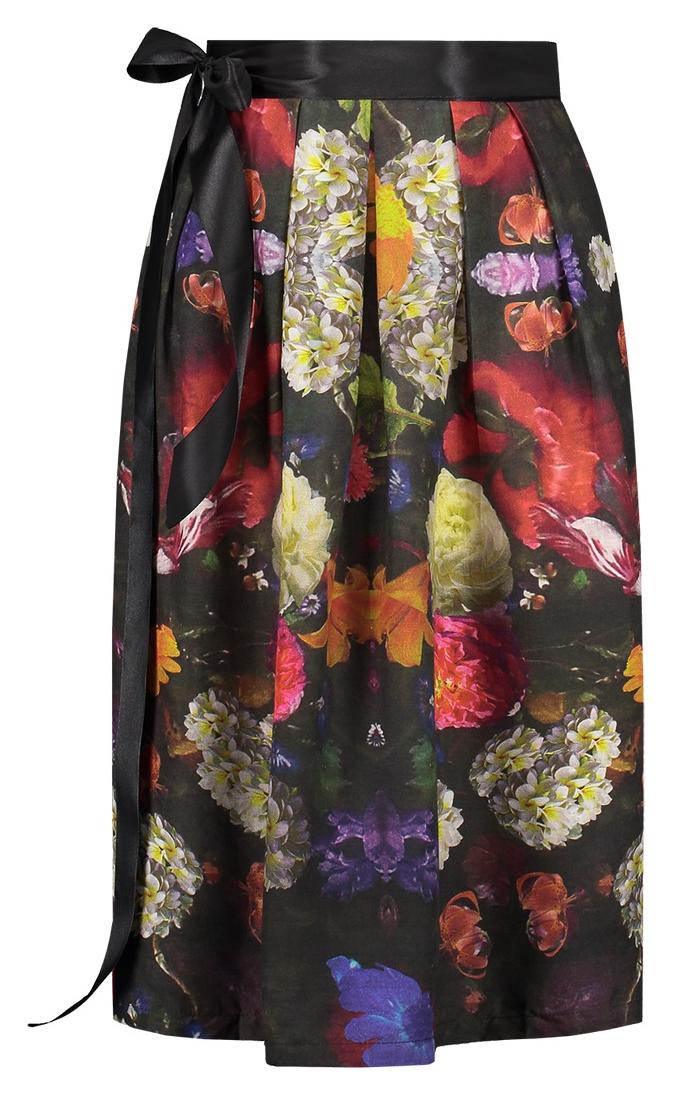 Dirndl schwarz mit Schürze mit Blumenmuster – Bild 3 | LuxeStyle
