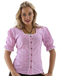 Rosa-weiss karierte Trachtenbluse · Gr. XL
