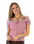 Trachtenbluse rot/weiss · Gr. 36