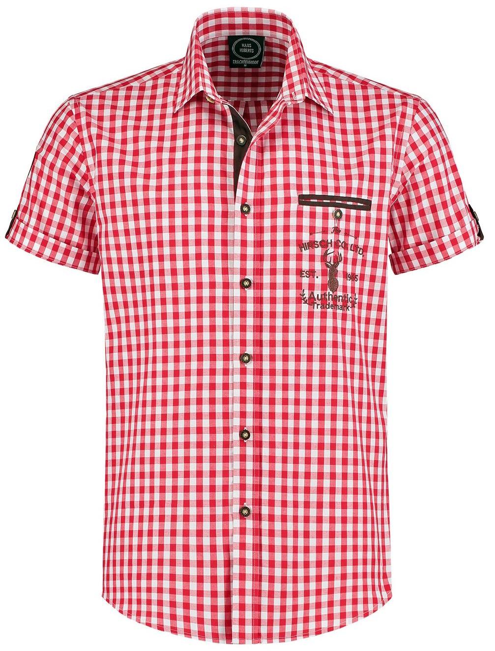 Trachtenhemd Kurzarm Weiss-Rot kariert – Bild 1 | LuxeStyle