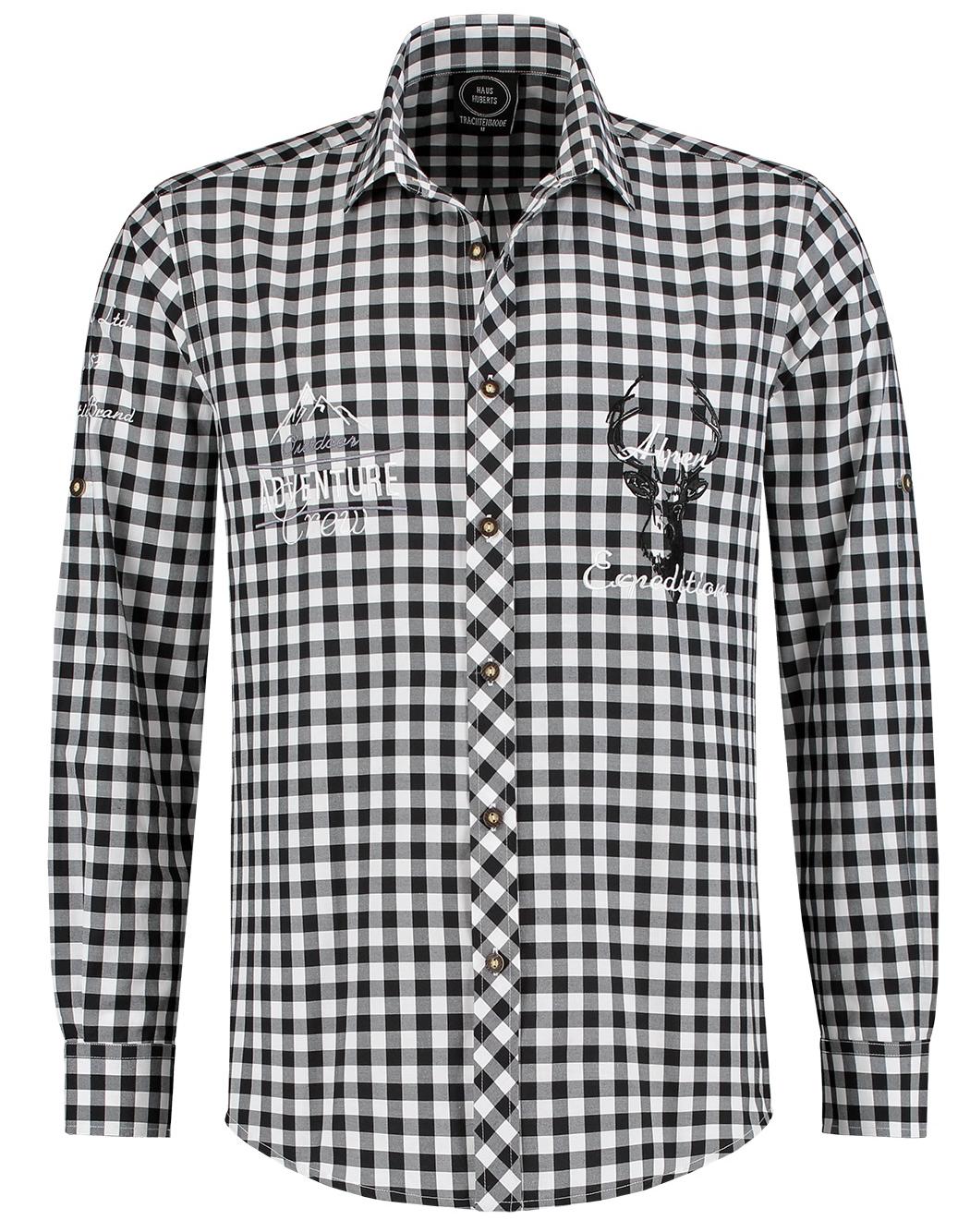 Trachtenhemd Schwarz-weiss kariert · Gr. XXL