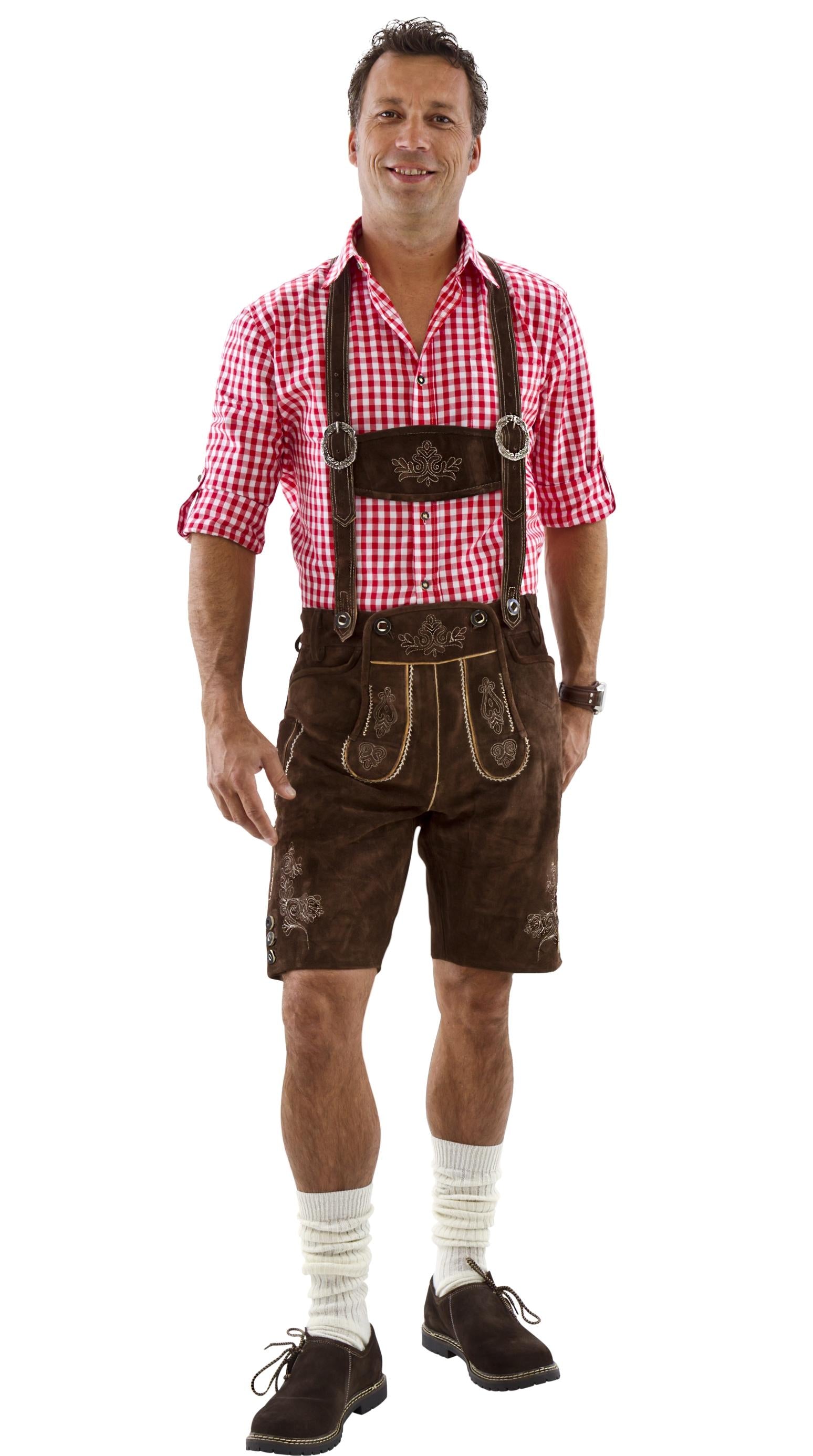 Bayrische Lederhosen kurz dunkelbraun · Gr. 48