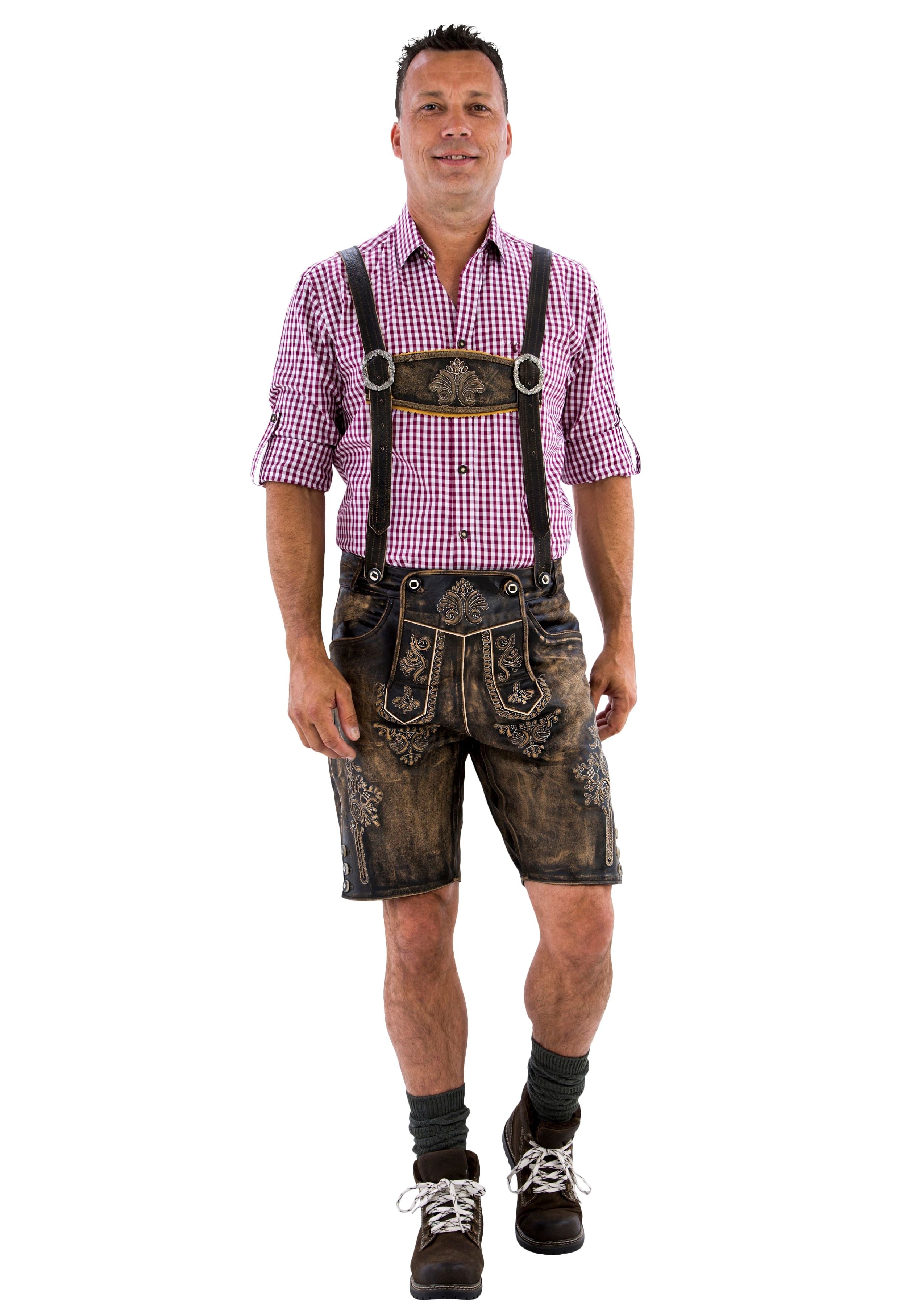 Lederhose kurz vintage braun · Gr. 46