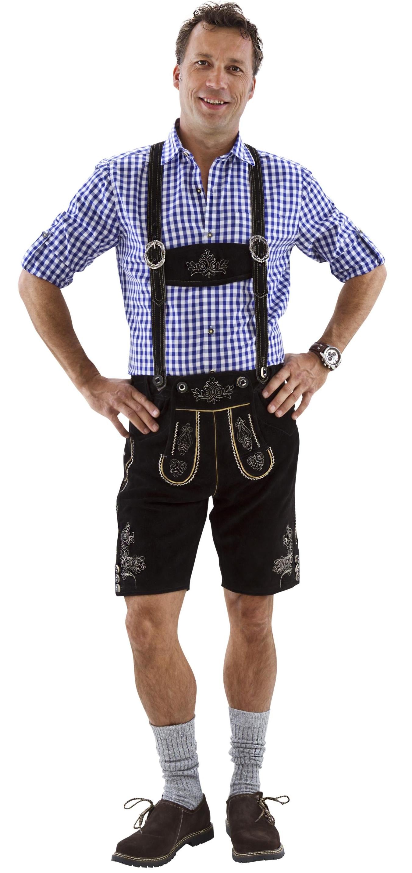 Bayrische Lederhosen kurz schwarz · Gr. 54