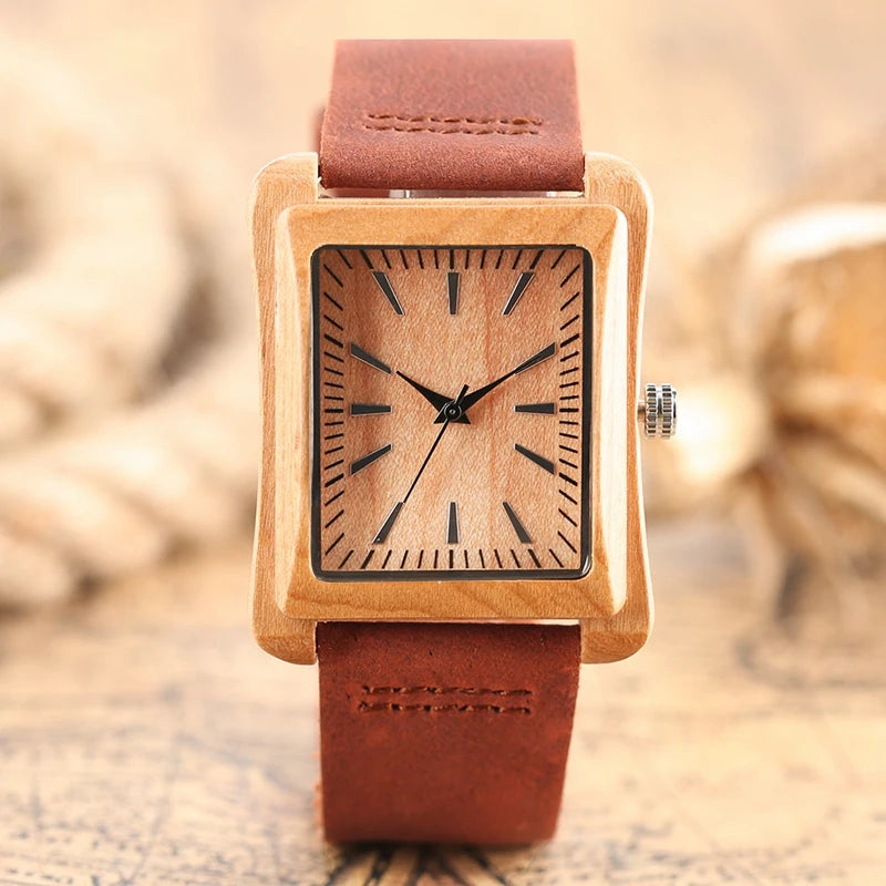 Holz-Uhr Bambus · Natur Quarz
