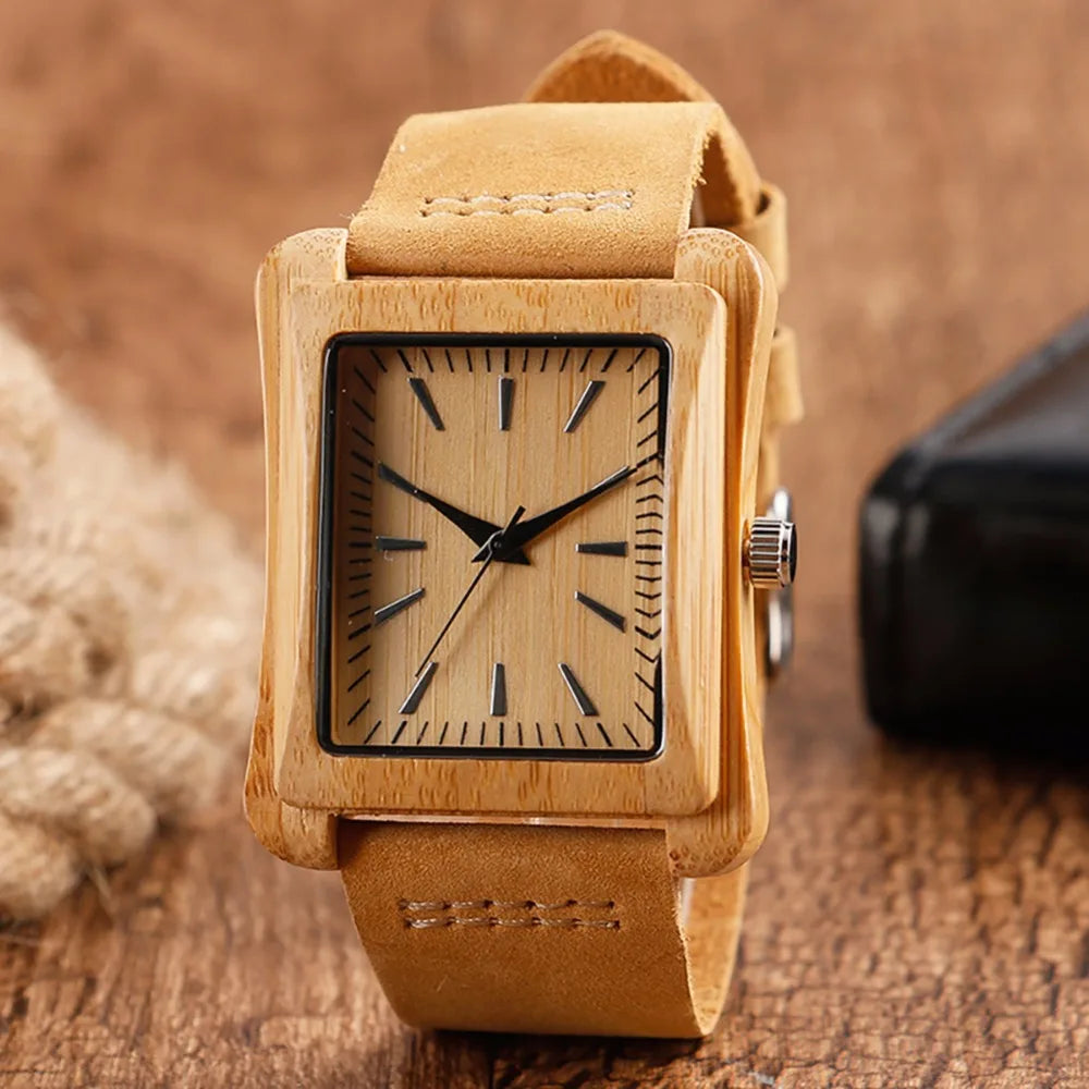 Holz-Uhr Bambus · Natur Quarz