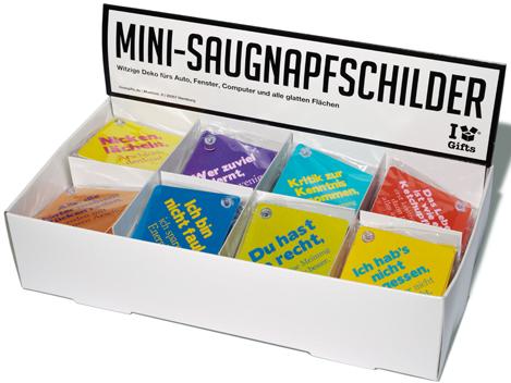 Mini Saugnapfschild mit Spruch