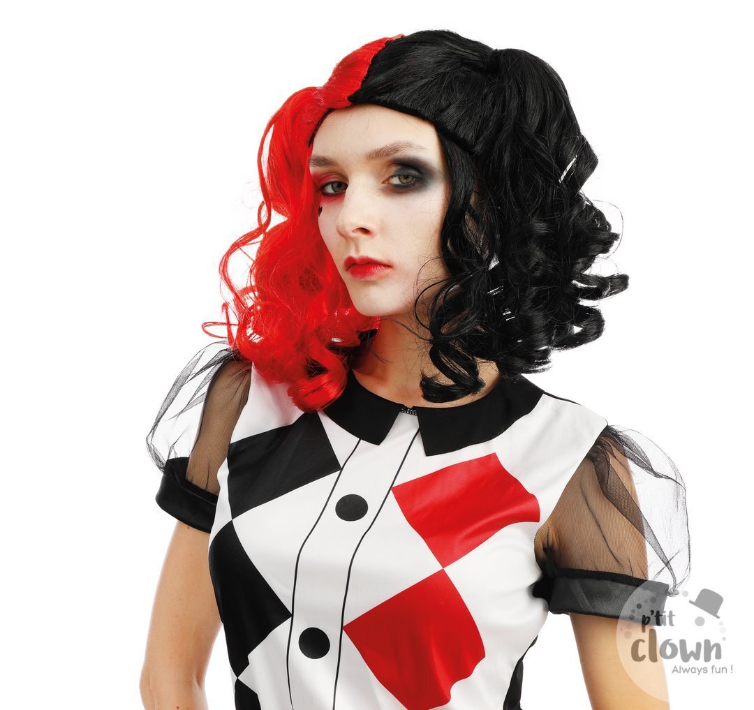 Perücke Harlequin mit Pigtails