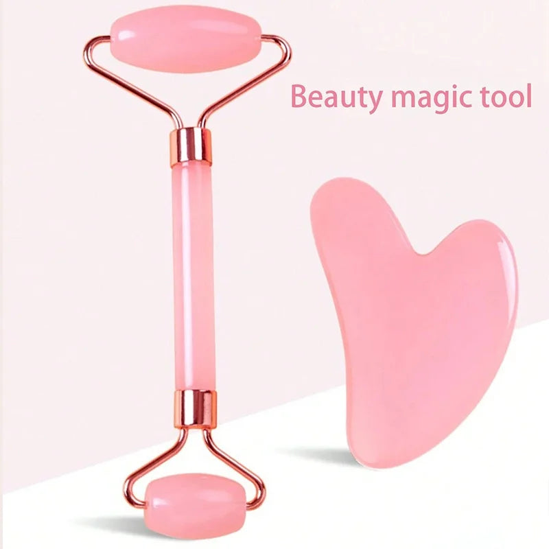 Gua Sha & Gesichtsroller Set (2-tlg) · Kühl-Massage für Gesicht, Hals & Augen