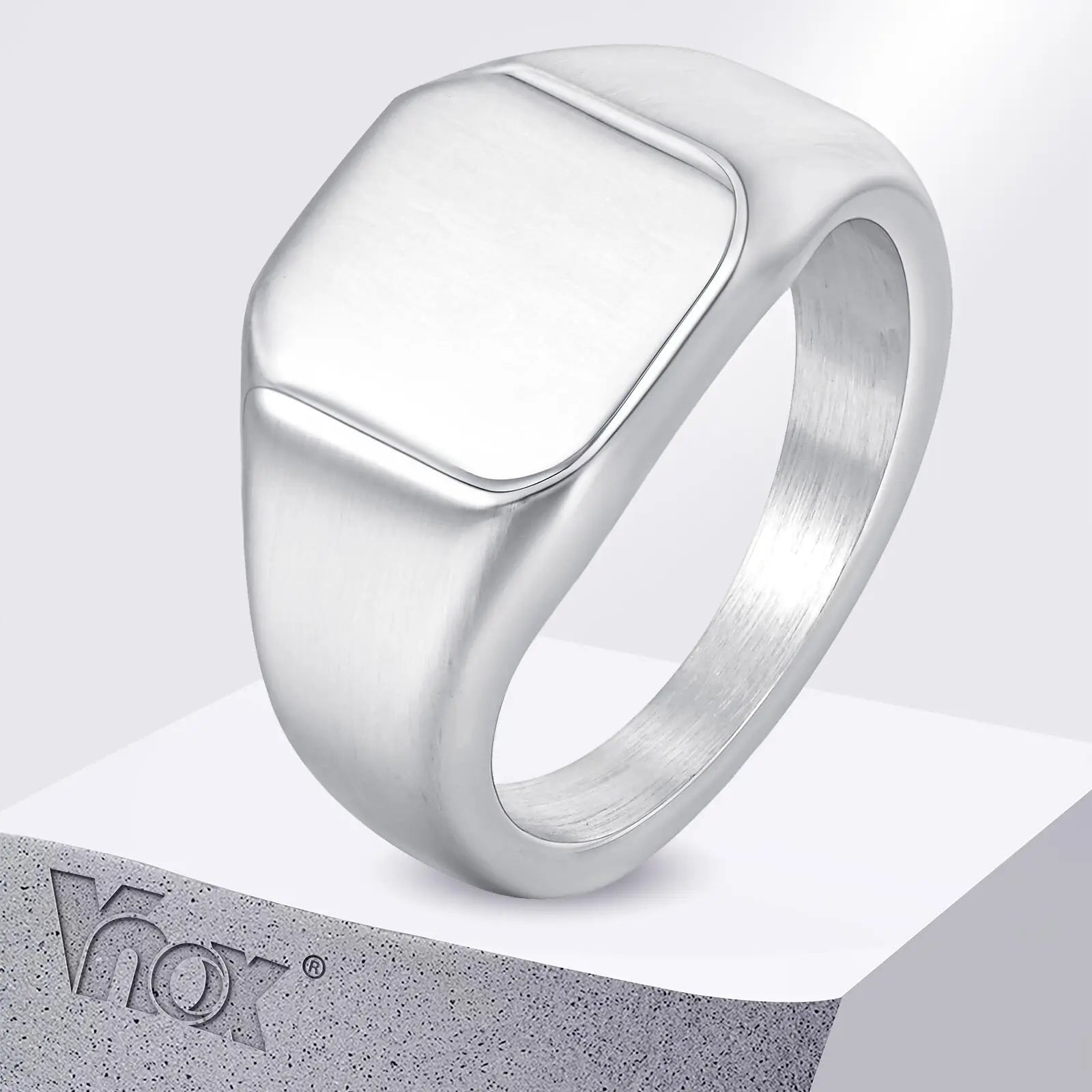 Herren-Siegelring · Edelstahl Schwarz/Silber
