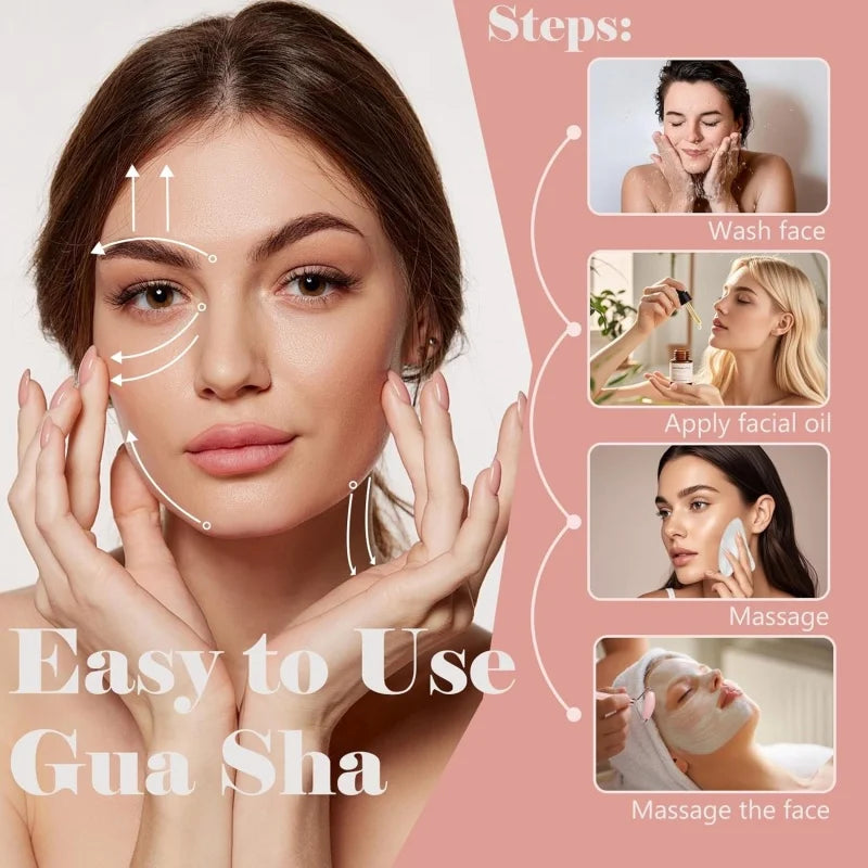 Gua Sha & Gesichtsroller Set (2-tlg) · Kühl-Massage für Gesicht, Hals & Augen