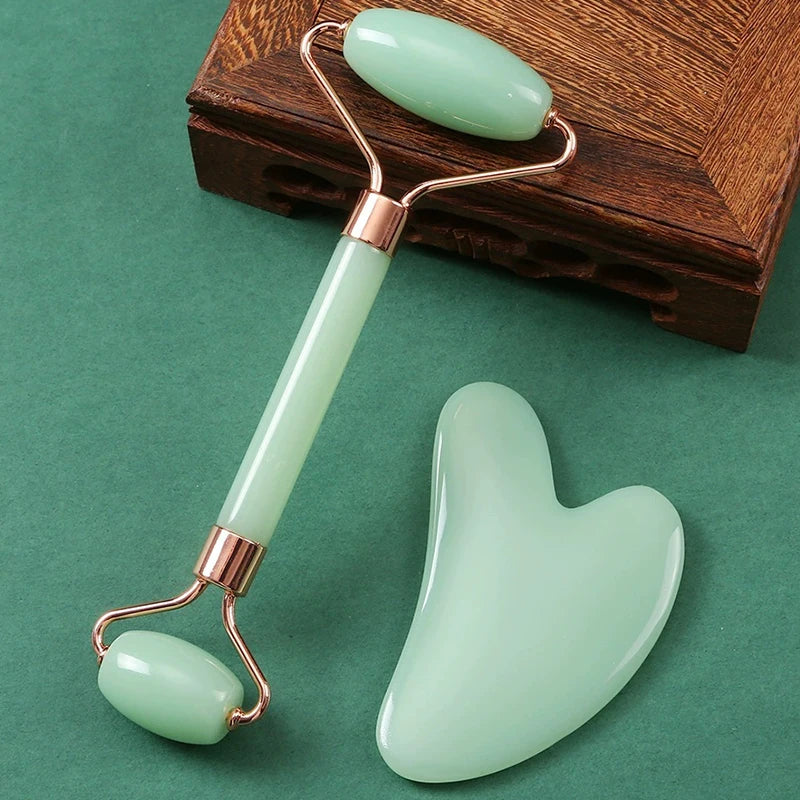 Gua Sha & Gesichtsroller Set (2-tlg) · Kühl-Massage für Gesicht, Hals & Augen