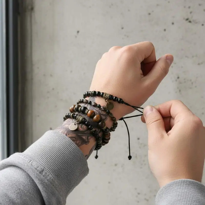 Onyx Tigerauge Hämatit Armband